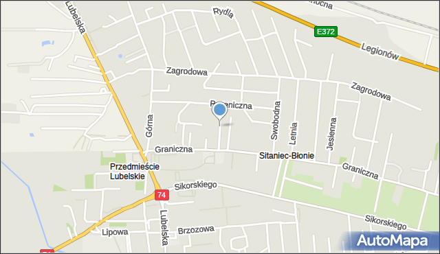 Zamość, Łubinowa, mapa Zamościa