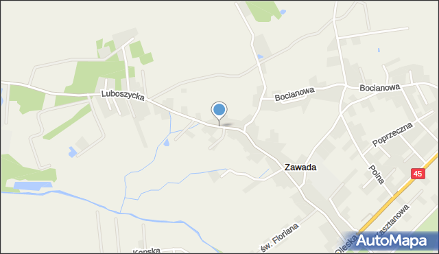 Zawada gmina Turawa, Luboszycka, mapa Zawada gmina Turawa