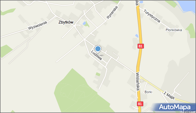 Zbytków, Ludowa, mapa Zbytków