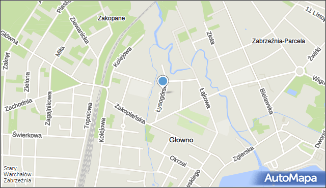 Głowno, Łysogórska, mapa Głowno