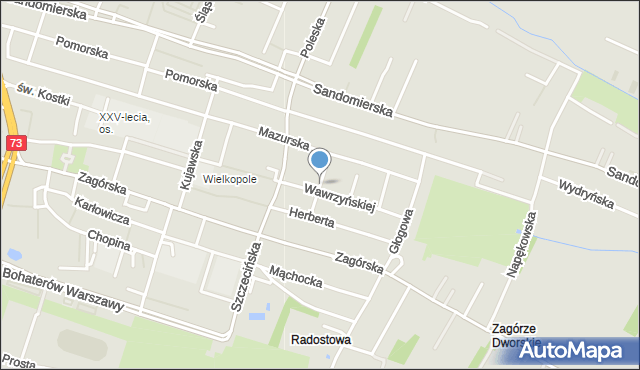 Kielce, Łysogórska, mapa Kielc