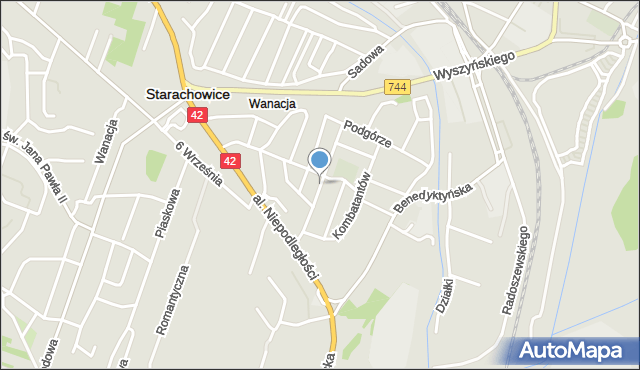 Starachowice, Łysogórska, mapa Starachowic