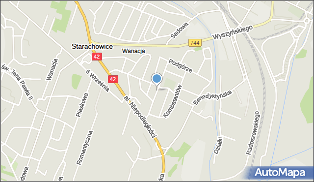 Starachowice, Łysogórska, mapa Starachowic