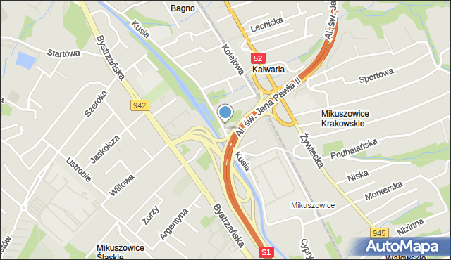 Bielsko-Biała, Malinowa, mapa Bielsko-Białej