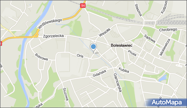 Bolesławiec, Mazowiecka, mapa Bolesławca