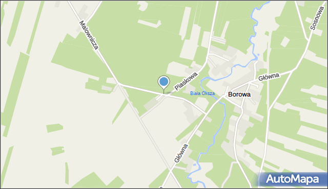 Borowa gmina Miedźno, Malownicza, mapa Borowa gmina Miedźno