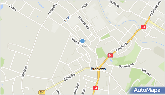 Braniewo, Matejki Jana, mapa Braniewo