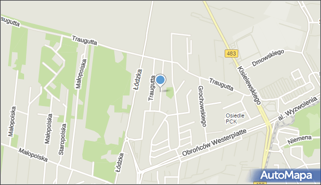 Częstochowa, Marjańskiej, mapa Częstochowy