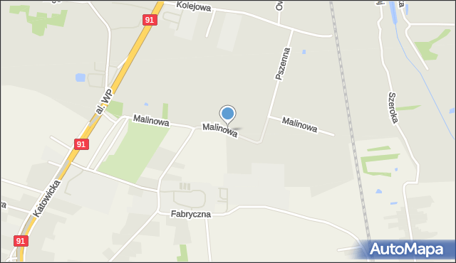 Częstochowa, Malinowa, mapa Częstochowy