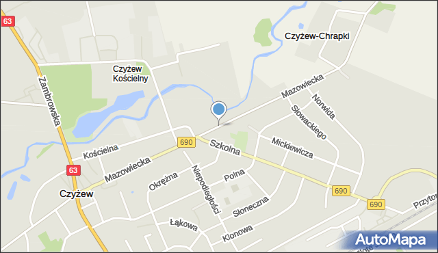 Czyżew powiat wysokomazowiecki, Mazowiecka, mapa Czyżew powiat wysokomazowiecki