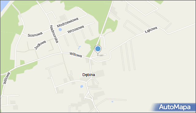 Dębina gmina Ustka, Magnoliowa, mapa Dębina gmina Ustka