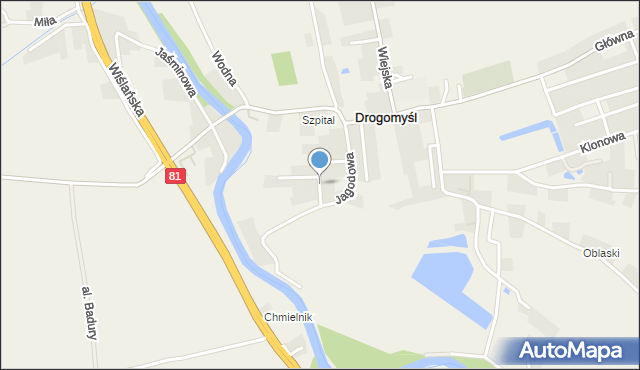 Drogomyśl, Malinowa, mapa Drogomyśl