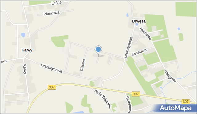 Drwęsa, Mahoniowa, mapa Drwęsa