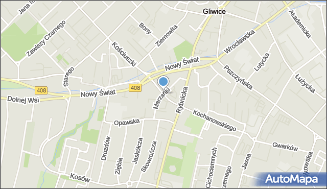 Gliwice, Marzanki, mapa Gliwic
