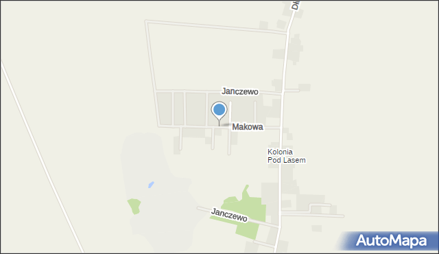 Janczewo gmina Santok, Makowa, mapa Janczewo gmina Santok