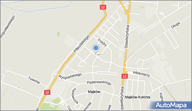 Kalisz, Makuszyńskiego Kornela, mapa Kalisza