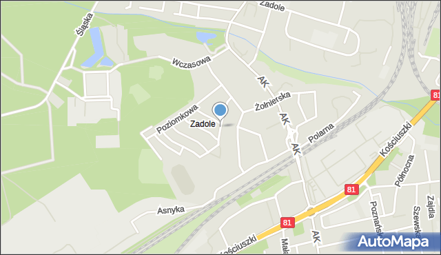 Katowice, Malinowa, mapa Katowic