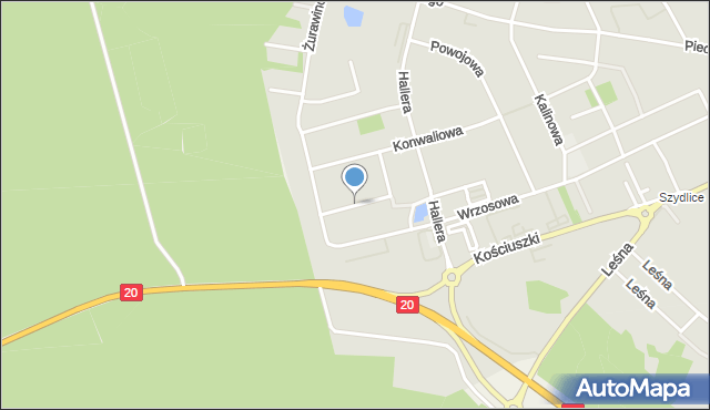 Kościerzyna, Malinowa, mapa Kościerzyna