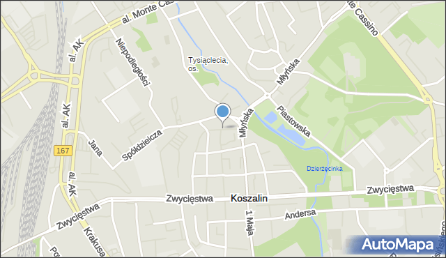 Koszalin, Marii Ludwiki, mapa Koszalina