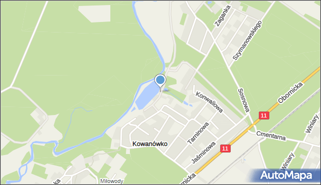 Kowanówko, Malinowa, mapa Kowanówko