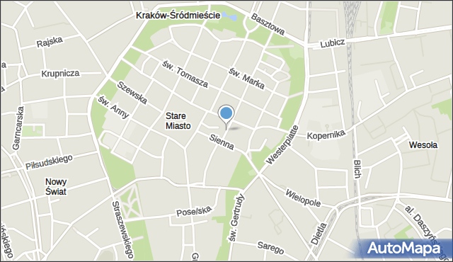 Kraków, Mały Rynek, mapa Krakowa