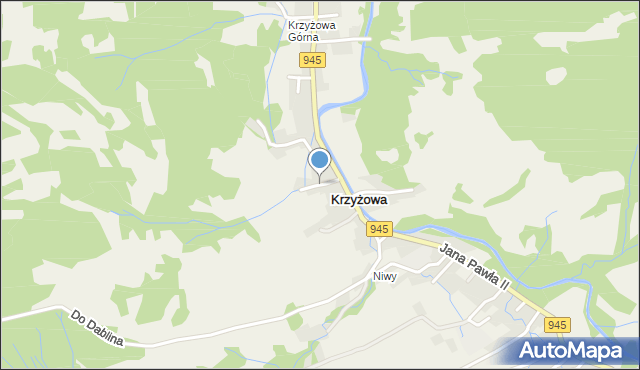Krzyżowa gmina Jeleśnia, Majcherków, mapa Krzyżowa gmina Jeleśnia