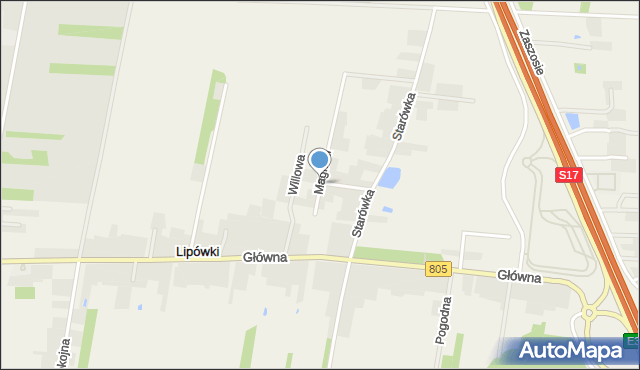 Lipówki gmina Pilawa, Magnolii, mapa Lipówki gmina Pilawa