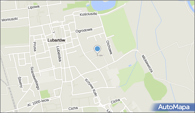 Lubartów, Magnoliowa, mapa Lubartów