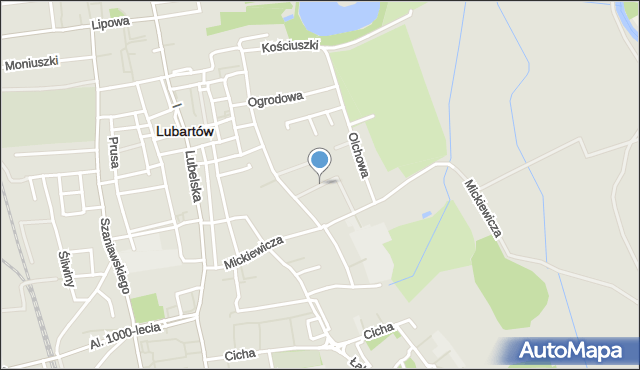 Lubartów, Magnoliowa, mapa Lubartów