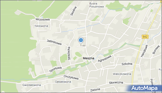 Meszna gmina Wilkowice, Malinowa, mapa Meszna gmina Wilkowice