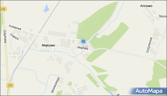 Miękowo gmina Czerwonak, Majowa, mapa Miękowo gmina Czerwonak