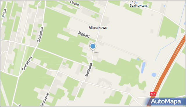 Mieszkowo gmina Piaseczno, Malinowa, mapa Mieszkowo gmina Piaseczno