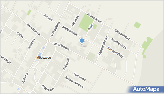 Miłoszyce, Makuszyńskiego Kornela, mapa Miłoszyce