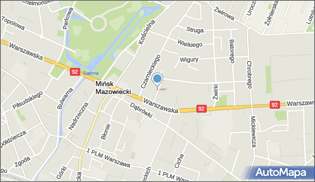 Mińsk Mazowiecki, Malinowa, mapa Mińsk Mazowiecki