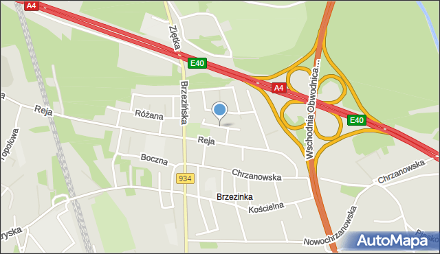 Mysłowice, Malinowa, mapa Mysłowice