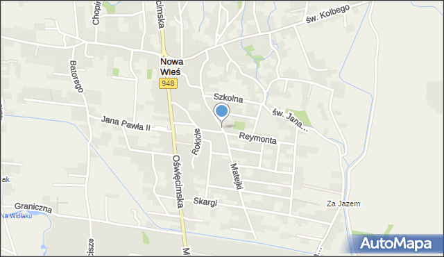 Nowa Wieś gmina Kęty, Matejki Jana, mapa Nowa Wieś gmina Kęty
