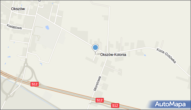 Okszów, Malinowa, mapa Okszów