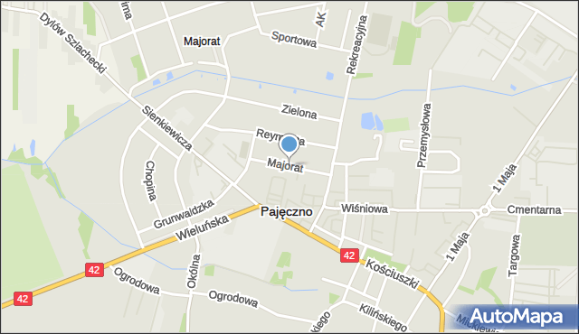 Pajęczno, Majorat, mapa Pajęczno