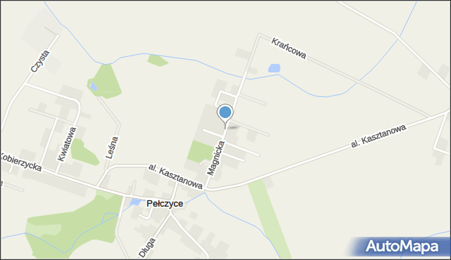 Pełczyce gmina Kobierzyce, Magnicka, mapa Pełczyce gmina Kobierzyce