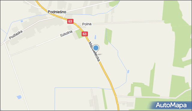 Podnieśno, Mazowiecka, mapa Podnieśno