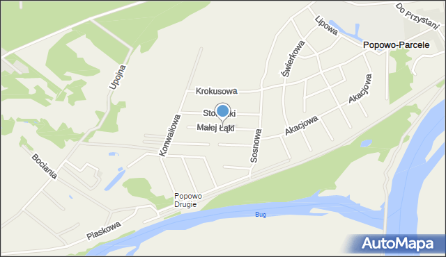 Popowo-Parcele, Małej Łąki, mapa Popowo-Parcele