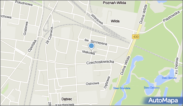 Poznań, Makowa, mapa Poznania