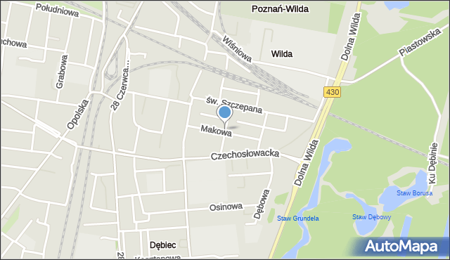 Poznań, Malinowa, mapa Poznania