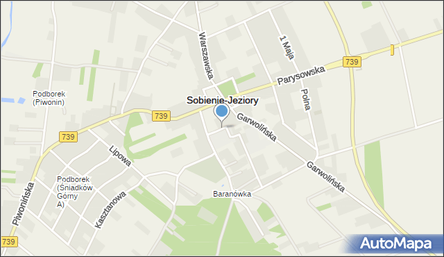 Sobienie-Jeziory, Mały Rynek, mapa Sobienie-Jeziory