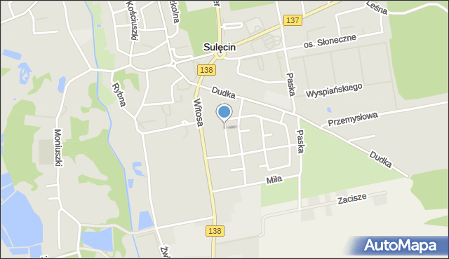 Sulęcin, Malinowa, mapa Sulęcin