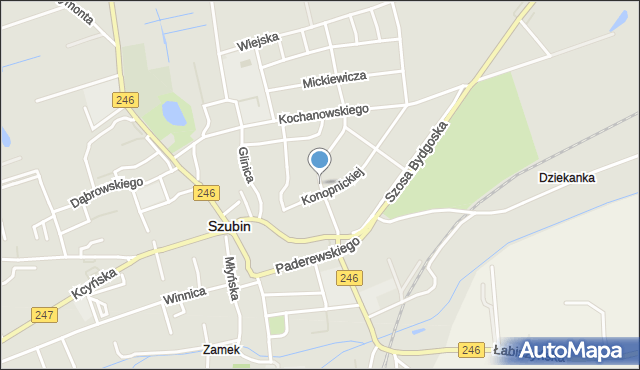 Szubin, Matejki Jana, mapa Szubin