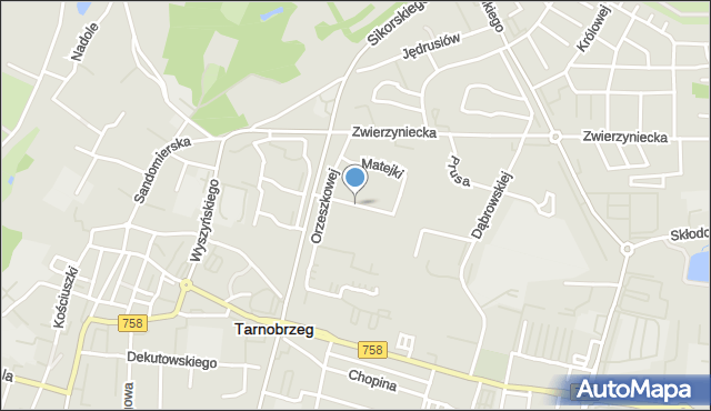 Tarnobrzeg, Matejki Jana, mapa Tarnobrzegu