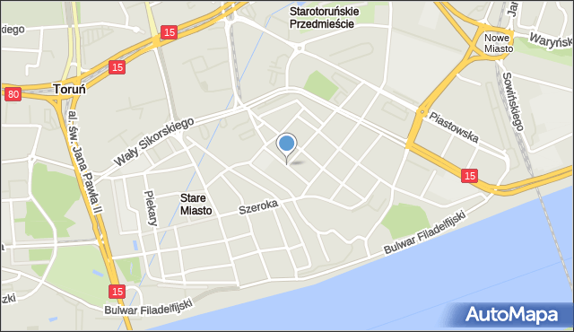 Toruń, Małe Garbary, mapa Torunia
