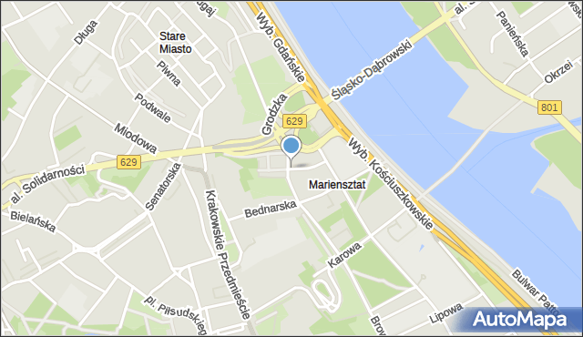 Warszawa, Mariensztat, mapa Warszawy