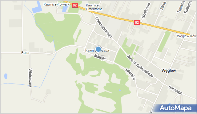 Węglew, Matejki Jana, mapa Węglew